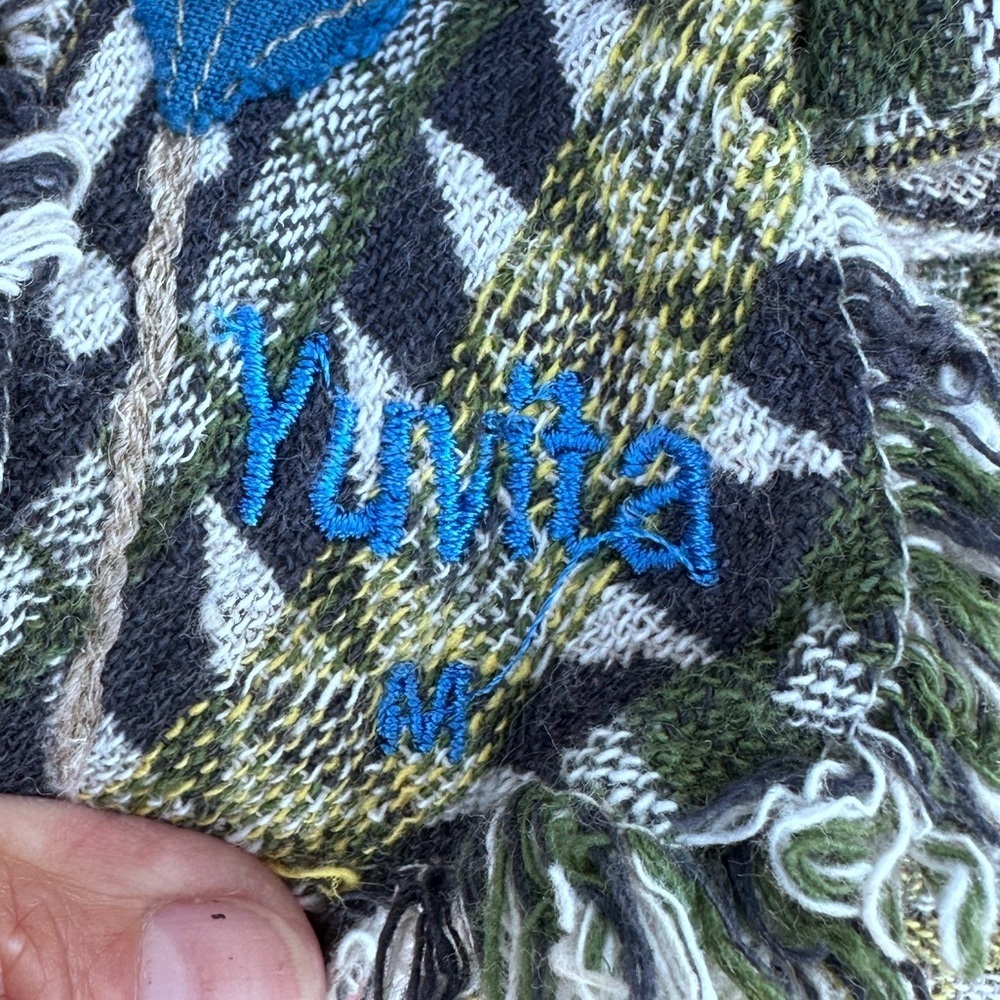YUVITA WOMENS MEDIUM Green and Blue Patterned Button-Up Jacket - Picture 5 of 8